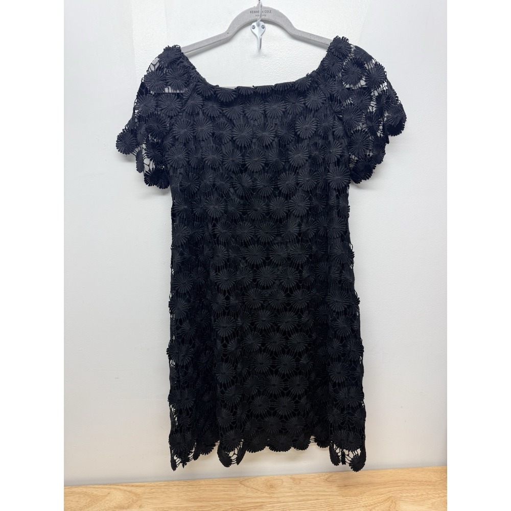 Trina Turk Black Floral Overlay Lace Mini Dress Women's Large Cocktail #50 - Picture 4 of 10